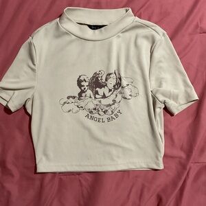 SHEIN Cream Ribbed Tee